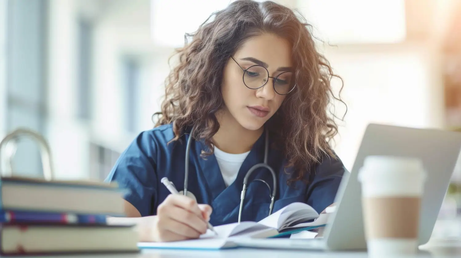 Prestação de Serviço x Venda de Serviço: Foto de uma médica estudando contabilidade