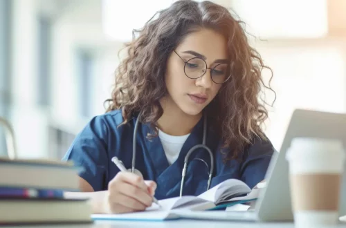 Prestação de Serviço x Venda de Serviço: Foto de uma médica estudando contabilidade